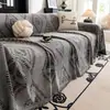 Manta de Sofá Estilo Retro de Pelo de Camello para Todas las Estaciones, Cojín Antideslizante para Asiento, Resistente a Arañazos de Gato, Funda de Sofá de una Pieza con Borlas