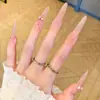 Pastel de Dulce Dulce Manicura Semi-Hecha a Mano Uñas Portátiles Lazo de Dopamina Uñas Ojo de Gato de Verano Blanqueamiento Manicura de Alta Gama
