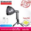 Lanterna de busca multifuncional P50 com suporte, luz forte para áreas externas, lâmpada portátil, recarregável por USB, à prova d'água