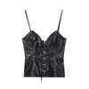 Comercio Exterior al por mayor Ropa de Mujer Estilo Europeo y Americano Transfronterizo Aliexpress Nuevo Falda con Tirantes Z Top con Tirantes y Lazo Imitación Piel