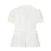 Ropa de Mujer al por Mayor Transfronteriza Verano 2026 Nueva Camisa Chaqueta Top de Color Sólido Cuello Alto de una Sola Fila Cintura Alta Adelgazante