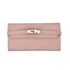 2024 Nueva Moda de Verano Clutch de Mujer de Color Puro con Textura de Guijarros Estilo Europeo y Americano Ranuras Multitarjeta Cierre Largo para Dinero