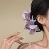 Pinza para el pelo de flor morada atmosférica y etérea para mujer, Pinza lateral de estrella de mar estilo vacacional, Accesorio para el pelo estilo bohemio