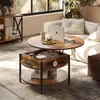 Mesa de Centro Redonda Multicapa Transfronteriza Mesa Elevable y Bajable Mesa de Almacenamiento de Gran Capacidad Mueble Simple para Apartamento Pequeño Sala de Estar del Hogar