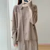 Vestido de tricô, design de lã outono/inverno, conjunto de crochê de duas peças, suéter com mistura de seda, gola redonda, conjunto de vestido feminino, novo estilo