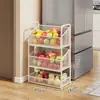 Carrinho Pequeno de Cozinha Prateleira de Armazenamento Doméstica de Chão Móvel Prateleira Multicamadas Cesta de Frutas e Legumes Multifuncional Prateleira de Armazenamento