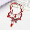 Estilo Deseo Puro Sexy Mariposa Roja Borla Circonita Collar chocher Moda Lujo Ligero Elegante Cadena Alta Clavícula