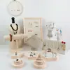 Juego de Estantes de Madera Maciza para Joyería Estante para Pendientes Adornos de Escritorio Estante de Exhibición para Pulseras Joyería Estante de Almacenamiento para Collares Pendientes