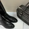 Botas altas pretas vintage de couro estilo coreano para mulheres, versáteis e afinam a silhueta, com saltos grossos, botas longas acima do joelho