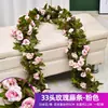 Enredaderas de rosas artificiales, plástico al por mayor, enredaderas de flores falsas para decorar conductos de aire acondicionado, techos y decoraciones de bodas, arreglos florales de rosas