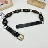 Cinturón retro desgastado de moda Estilo étnico bohemio para mujer Hebilla de metal Costura especial de comercio exterior Cinturón versátil