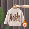 Tricôs para Meninas e Tricôs para Outono e Inverno Novo Estilo Forrado com Lã e Espessado Tops Infantis [F Pulôver]