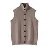 Cardigan Tricotado Sem Mangas 100% Lã Outono/Inverno Novo Feminino Trançado Gola Grande Aconchegante Espesso Colete Camada Shrug
