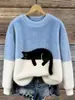 Nueva estación independiente transfronteriza Amazon estampado digital gato animal polar sudadera de cuello redondo para mujer para otoño e invierno