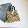 Bolso de Paja Tejida Calado de Verano, Bolso de Playa para Vacaciones, Bolso de Paja a la Moda, Bolso Tote de un Solo Hombro, Bolso Tejido a Mano