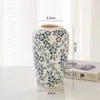 Estilo Chino Porcelana Azul y Blanca Cerámica Vintage Jarrón Lujo Ligero Alto Valor Decoración Media Antigua Flor Artificial Flor Falsa Arreglo Floral Maceta