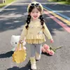 Conjunto de suéter de gato e legging novo para o outono de 2026, roupa infantil de duas peças em estilo chique