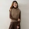 Novedad de Otoño Chaleco Liso con Capucha sin Mangas 35 Cachemira 65 Lana Uso Individual Capa Versátil Prendas de Punto