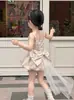 2026 Verano Nuevo Estilo Estilo Coreano Ropa Infantil Niñas Floral Lazo Princesa Malla Falda Larga Y Flotante Pantalones Cortos de Capullo de Flor