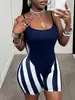 Mono de Tirantes Estampado con Bloques de Color Estilo Verano Nuevo de Tk Amazon, Traje de Baño Sexy Ajustado, Una Pieza Moda Europea y Americana