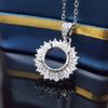 Pingente de Diamante em Forma de Girassol Estilo Princesa Diana, Banhado a Prata 925 Redonda, Base para Pingente de Moissanita Lapidação Ovo 10 13 14