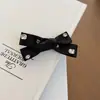 Presilha Bico de Pato Elegante Estilo Coreano com Grampo de Cabelo Laço 3D, Presilha Brilhante com Strass para Franja, Presilha Lateral Versátil para Meninas, Novo Modelo
