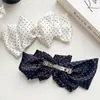Pinza para el pelo con lazo de lunares dulce y elegante, Pinza de resorte para el pelo elegante y femenina para media coleta, Pinza superior con lazo de lunares