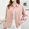 Camisa de manga larga cepillada para mujer, colección otoño/invierno 2026, tela gruesa, calidad de exportación, estilo coreano, top casual de algodón puro de alta calidad