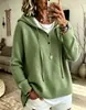 Nuevo suéter de punto con capucha de estilo europeo y americano, para otoño/invierno 2026, corte holgado, para mujer, color liso, con botones, manga larga, prenda exterior