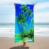 Toalha de Praia Microfibra Estampada Reativa Transfronteiriça Toalha Absorvente de Secagem Rápida Toalha de Banho para Férias à Beira-Mar