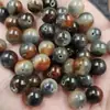 Xinjiang Hotan Jade Azul y Blanco Cuentas Redondas Cuentas Sueltas de Jade Flor Negra Color Piel Roja Cuentas de Roca de Cuarzo Accesorios de Joyería Cuentas