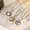Nuevo Collar Estilo Retro Chino Jardín de Monet Estilo Pintura al Óleo para Mujer, Perla de Agua Dulce Natural, Lujo Ligero, Cadena de Clavícula de Gama Alta