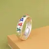 Anillo de Plata Pura Rey Ciervo Dorado con Diseño de Nicho, Pintado con el Mantra de Seis Palabras, Superficie Grabada, Anillo para Dedo Índice de Plata Pura 999
