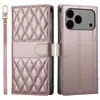 Adequado para capa de celular flip com padrão de diamante para iPhone 18 PRO, capa de celular anti-queda com alça de pulso e para usar na transversal para iPhone 14