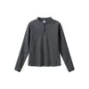 Camiseta de Senderismo de Secado Rápido para Mujer IZEXX, Sudadera Deportiva de Color Sólido con Media Cremallera para Otoño, Camiseta de Manga Larga Holgada con Cuello Alto para Montañismo