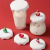 Fabricante Desenvolve Tampa de Silicone para Copo de Neve, Tampa de Vidro Transparente Doméstica contra Poeira, Tampa Redonda para Copo com Boneco de Natal