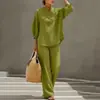 Novo Conjunto de Camisa Feminina 2026 para Comércio Exterior, Conjunto Casual Urbano de Cor Sólida com Calça Wide Leg para E-commerce Transfronteiriço