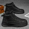 Botas de Terciopelo de Invierno para Hombre, Impermeables, Antideslizantes, Zapatos de Trabajo de Caña Alta, Suelas Gruesas, Botines Cortos Cálidos Engrosados, Zapatos Casuales de Cuero