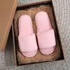 2023 Nueva Fábrica Directa Otoño e Invierno Felpa Cálida Chanclas Abiertas de Una Tira Pareja Hogar Piso de Madera Hombres y Mujeres Piel