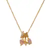 Colar com Pingente de Estrela Coração Rosa Estilo Francês de Luxo Leve para Mulheres, Requintado e Moderno com um Toque de Alto Padrão, Acessório de Corrente para Clavícula Super Brilhante
