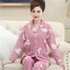 Pijama 100% Algodón para Mujer Primavera y Otoño Manga Larga Algodón Talla Grande Otoño e Invierno Delgado Traje para Casa