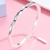 Pulsera de mujer Yachuang Jewelry bañada en plata 999, sencilla, con diseño de estudiante, brillante, con giro Mori, con colgante de cinturón abierto