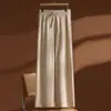Pantalones de Punto de Lana 100% Pierna Ancha para Mujer Otoño Invierno Cintura Alta Adelgazantes Caída Pierna Recta Largo Hasta el Suelo Casual