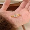 Dibujo Minimalista Anillo de Diseño de Nicho con Monturas de Diamante Cuadrado Estrella de Princesa de Gama Alta Anillo Vintage Antiguo para Mujer