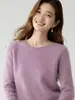 2026 Nuevo Suéter 100% Cachemir Puro para Mujer Cuello Redondo Jersey Tejido Otoño Invierno Color Sólido Suave Esponjoso Suéter Capa Base
