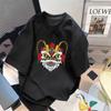 Venta al por mayor de fábrica americana de media manga perezosa con estampado de letras de dibujos animados, top de manga corta, top holgado sencillo para parejas