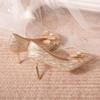 Otoño 2023 Nuevos Tacones Altos Zapatos de Boda de Tacón de Aguja para Mujer Zapatos de Novia Zapatos de una Sola Capa para Mujer Zapatos de Punta para Mujer
