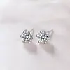 Novos Brincos Runxin Estilo Coreano Simples Moda Cravejado Brilhante Diamante Único Elegante Personalizado Seis Garras Feminino Zircônia