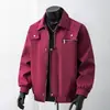 Jaqueta da moda masculina com zíper decorativo, cor sólida, lapela, versátil, para primavera e outono, nova, estilo workwear, transfronteiriça, casual, tendência