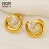 Estilo Ins de Moda Europeo y Americano Estilo Francés de Nicho Pendientes de Acero Inoxidable Chapados en Oro de 18 Quilates Pendientes Geométricos Irregulares para Mujer